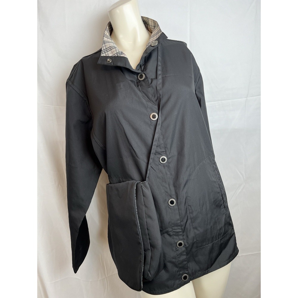PAK-A-JAK  Black / Beige Plaid Reversible Jacket / Raincoat Matching Bag M